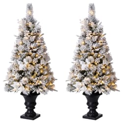 Glitzhome 4 ft. Pencil LED 100 ct Pine Artificial Christmas Tree