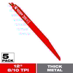 Diablo 12 in. Bi-Metal Thick Metal & Demolition Reciprocating Saw Blade 8/10 TPI 5 pk