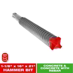 Diablo Rebar Demon 1-1/8 in. X 21 in. L Carbide Tipped Hammer Drill Bit SDS-Max Shank 1 pk