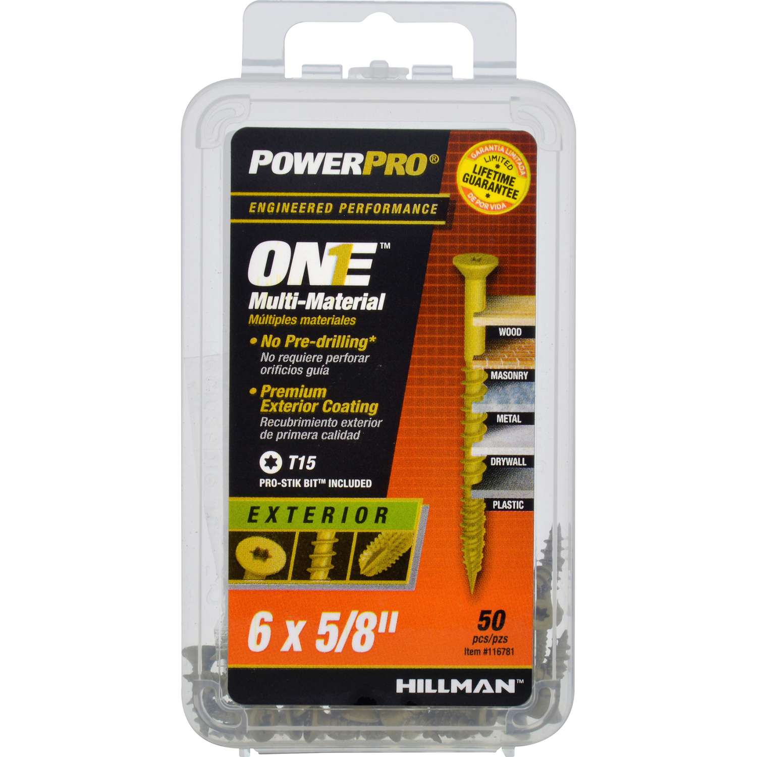 Hillman POWERPRO ONE No. 6 x 5/8 in. L Star Flat Head MultiMaterial