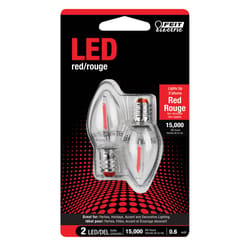 Feit C7 E12 (Candelabra) LED Bulb Red 0.5 Watt Equivalence 2 pk