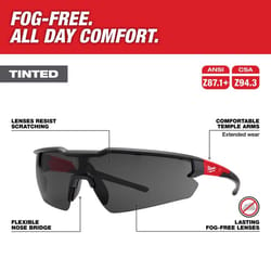 Milwaukee Anti-Fog Safety Glasses Tinted Lens Black/Red Frame 1 pk
