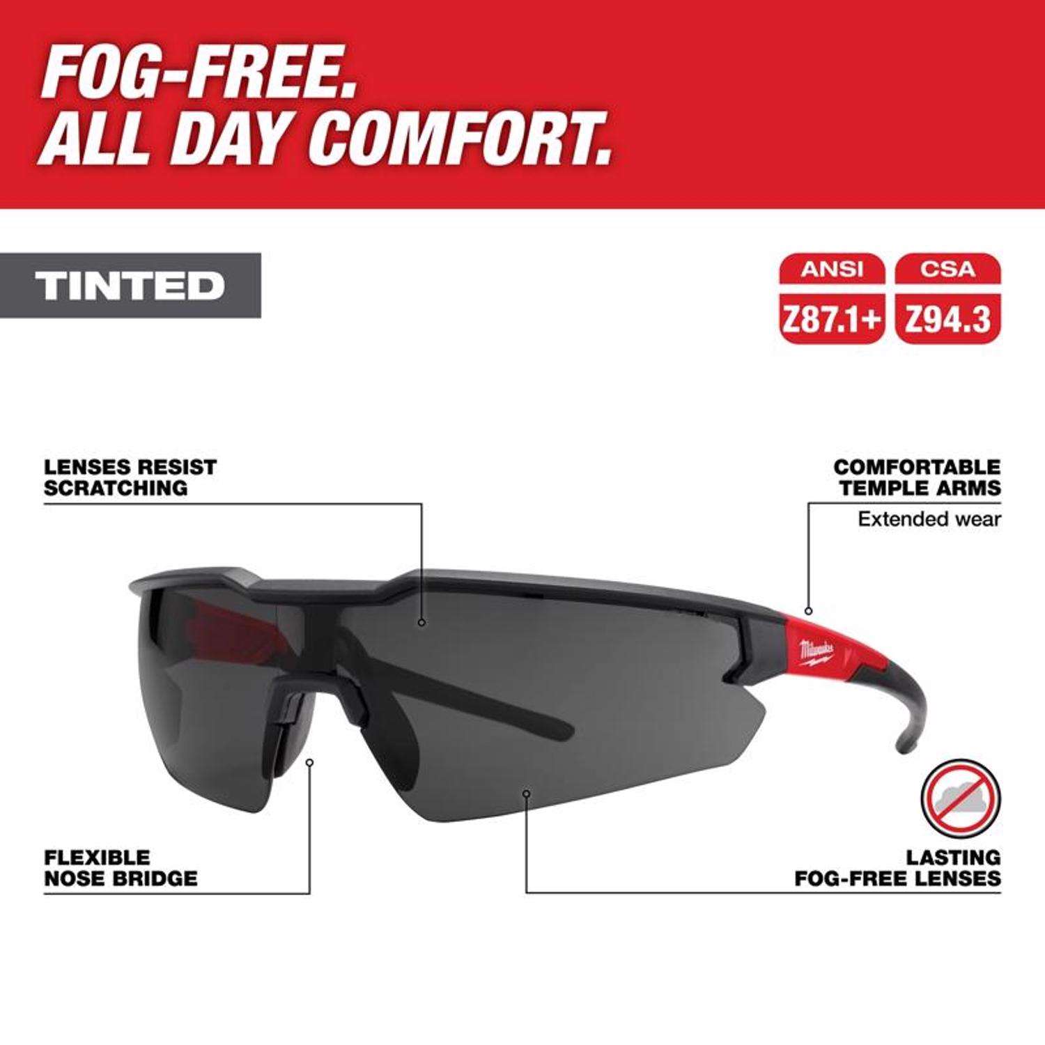 Milwaukee Anti Fog Safety Glasses Tinted Lens Black Red Frame 1 pk Mfr 48 73 2017 Ace Hardware