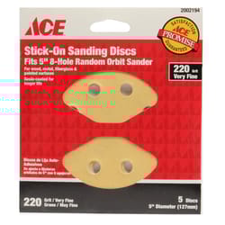 Ace 5 in. Aluminum Oxide Adhesive Sanding Disc 220 Grit Very Fine 5 pk