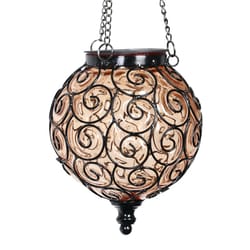 Exhart Bronze Glass/Metal 20.5 in. H X 7 in. L X 7 in. W Amber Hanging Lantern