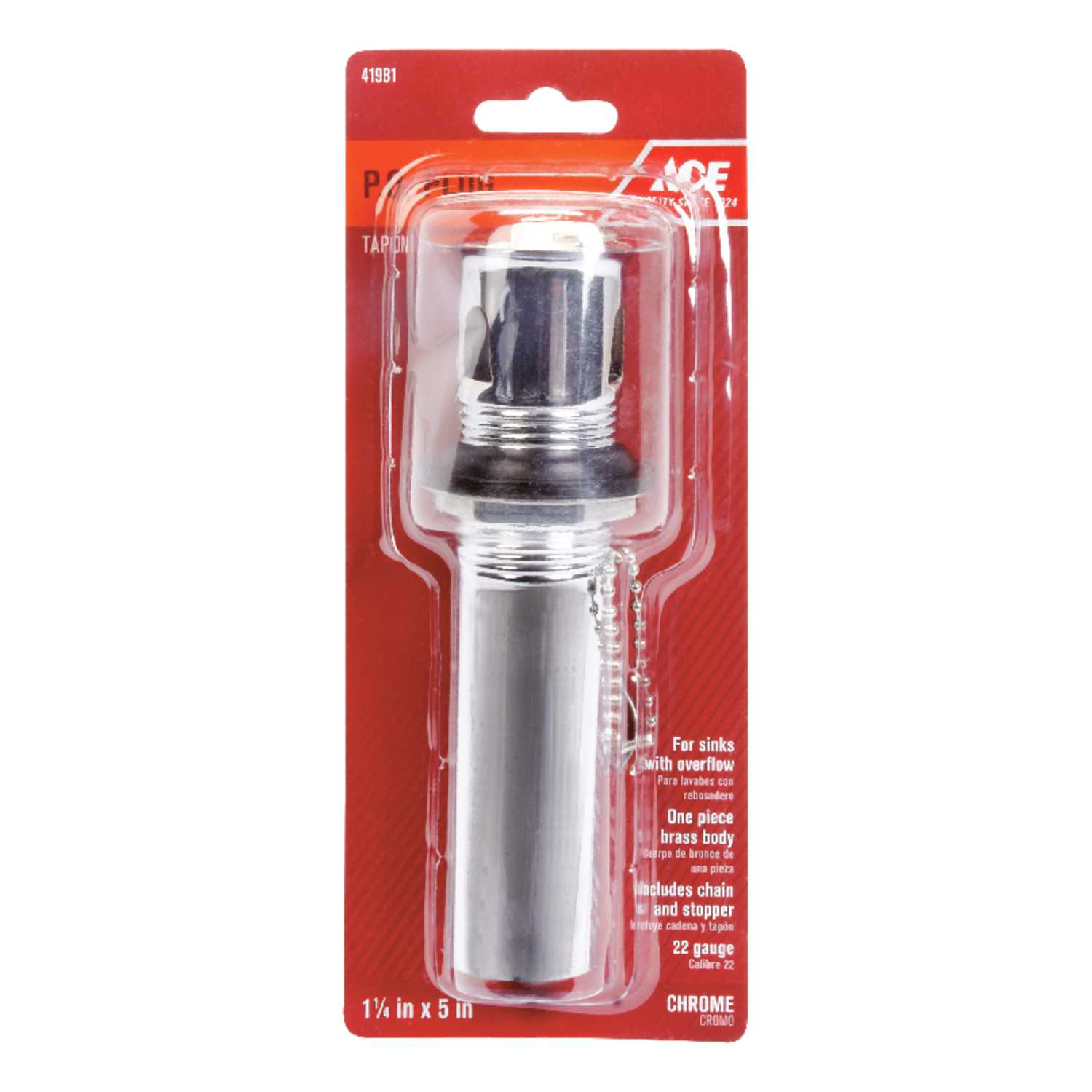 Ace 11/4 in. Dia. Polished Chrome Lavatory Drain with Plug Ace Hardware