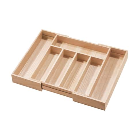 iDesign Natural EcoWood Natural Paulownia Wood Storage Bin with