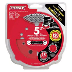 Diablo 5 in. Ceramic Blend Hook and Lock Sanding Disc 120 Grit Medium 15 pk