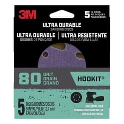 3M Ultra Durable 5 in. Ceramic Hook and Loop Sanding Disc 80 Grit Fine 5 pk