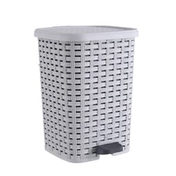 Superio Brand 12 qt White Smoke Plastic Wicker Step Trash Can