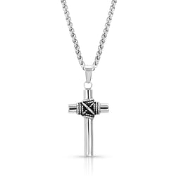 Montana Silversmiths Men's Rope Wrapped Cross Silver Necklace Brass Water Resistant