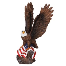 Exhart Multicolored Resin 17.5 in. H Bald Eagle with USA Flag Statue