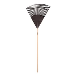 UnionTools 66.75 in. 24 Tine Poly Leaf Rake Wood Handle