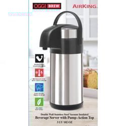 OGGI Black/Silver ABS Plastic/Stainless Steel Push Action Pump SS Liner 102 oz