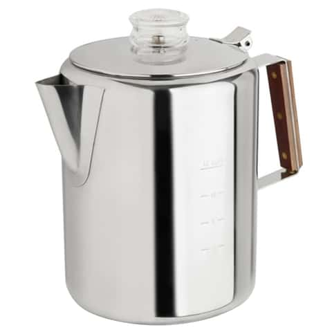 Moss & Stone Electric Coffee Percolator , Camping Coffee Pot Silver Body with Stainless Steel Lids Coffee Maker, Percolator Electric Pot - 10 Cups