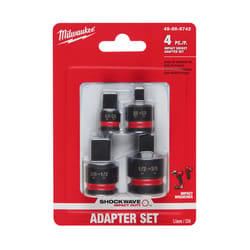Milwaukee Shockwave 1/4, 3/8 and 1/2 in. drive X 3/8 in. SAE Adapter Socket Adapter Set 4 pc