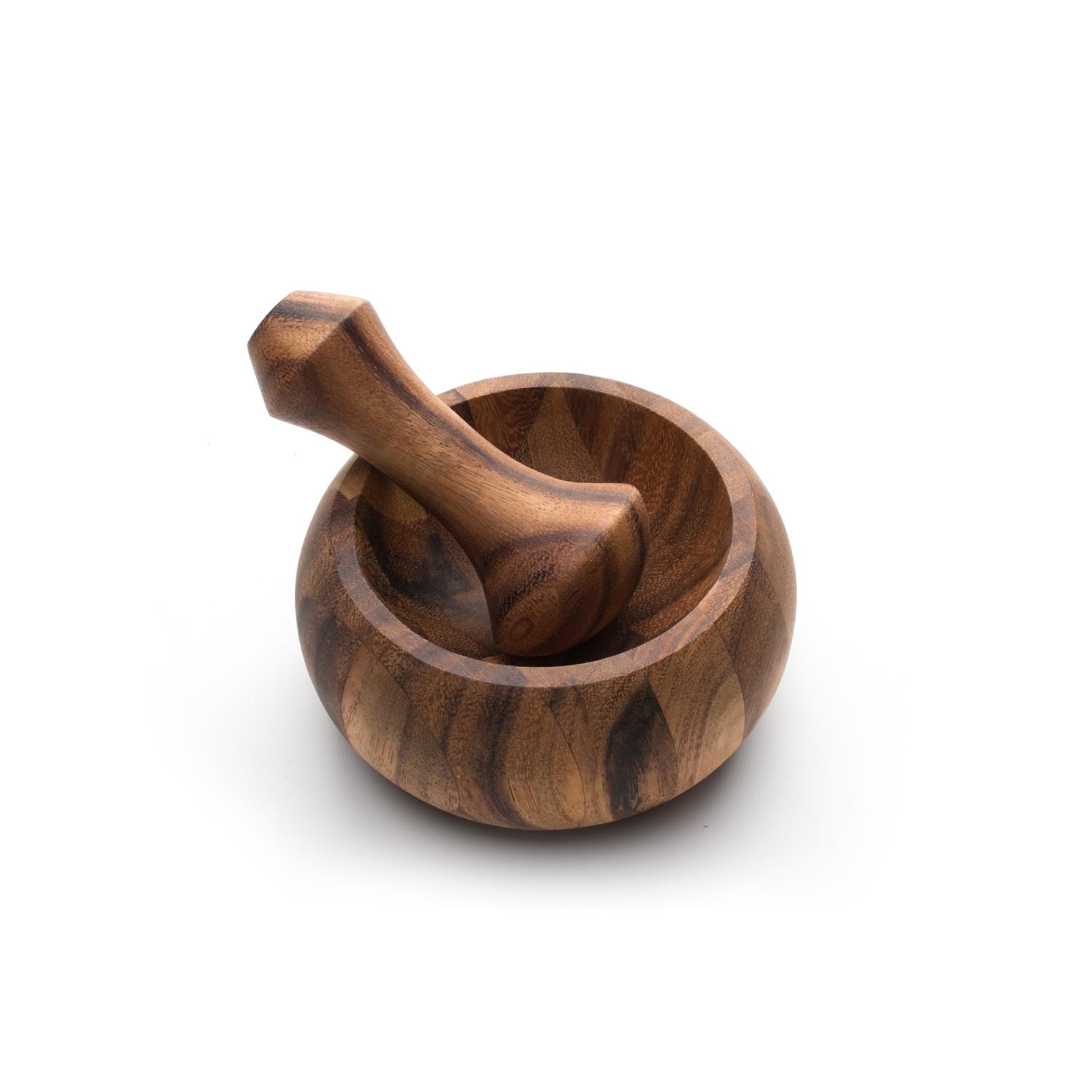 Ironwood Brown Acacia Wood Mortar and Pestle Sansujyuku sansujyuku.com