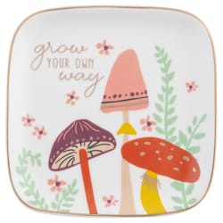 Karma 5 in. W X 5 in. L Multicolored Ceramic Flora Square Mushroom Trinket Tray