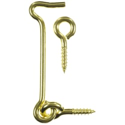 Ace Small Polished Brass Green Brass 3 in. L Hook and Eye 2 pk