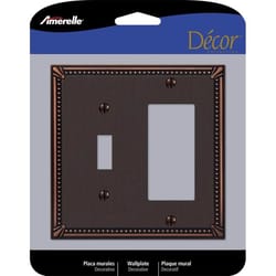 Amerelle Imperial Bead Aged Bronze 2 gang Die-Cast Metal Toggle Wall Plate 1 pk