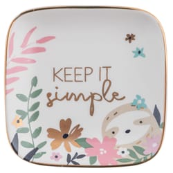 Karma Flora .30 in. H X 2.75 in. W X 2.75 in. L Multicolored Ceramic Trinket Tray