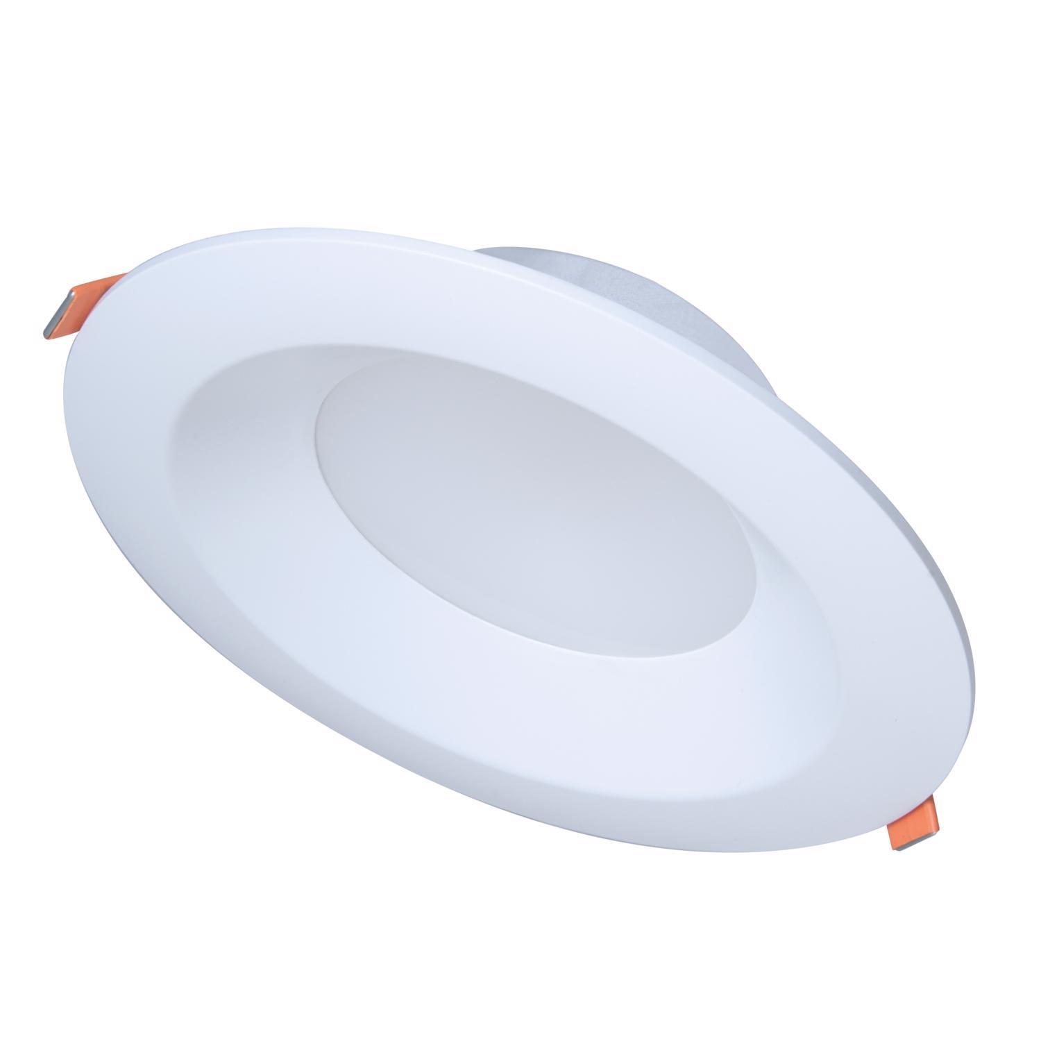 halo matte white 6 in. w plastic led canless recessed downlight 8.5 w