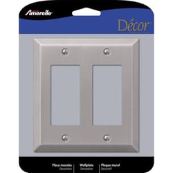 Amerelle Century Brushed Nickel 2 gang Stamped Steel Decorator Wall Plate 1 pk