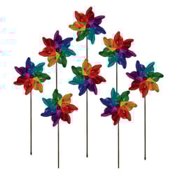 In The Breeze Multicolored Mylar 21 in. H X 8 in. W Rainbow Garden Stake Spinner