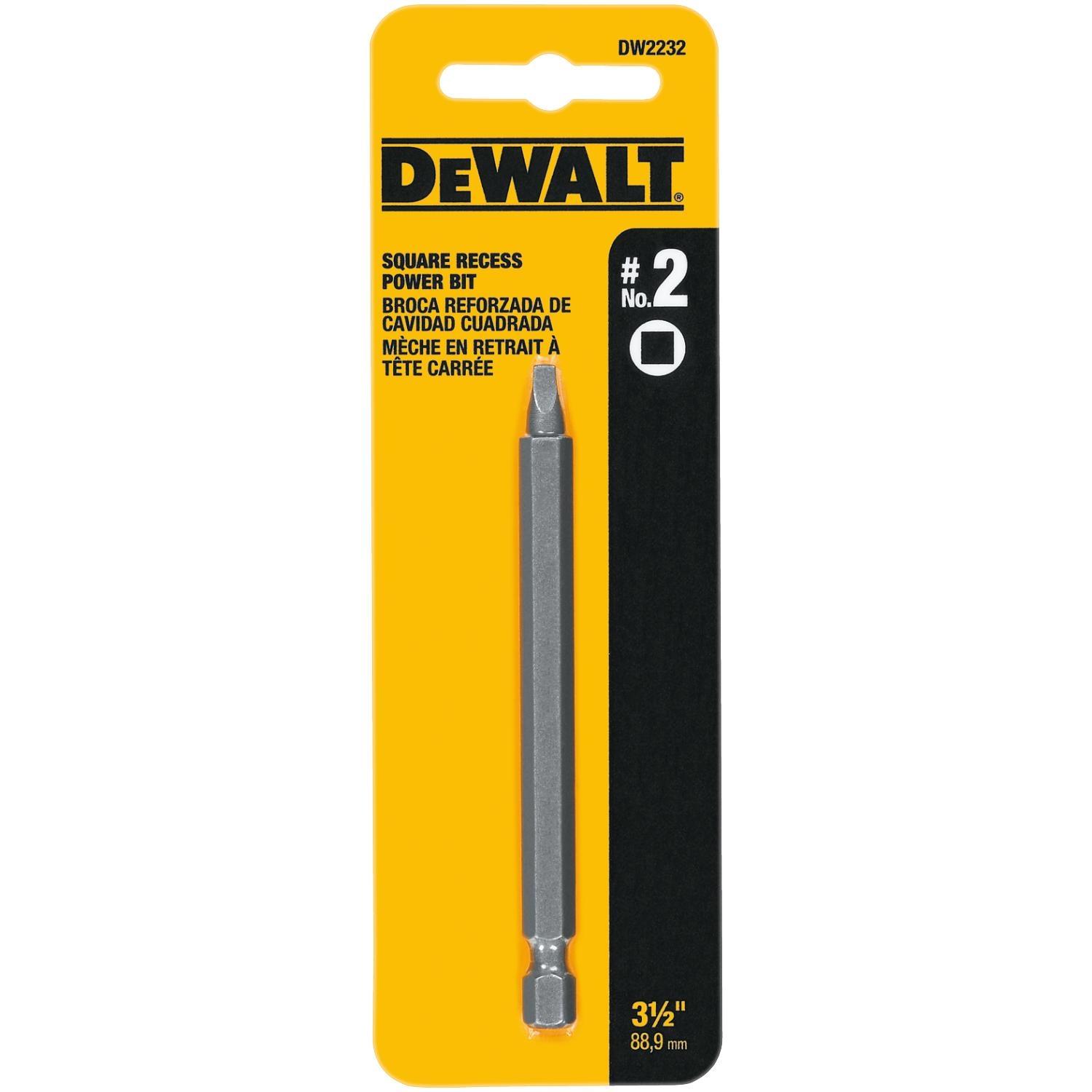 Photos - Drill Bit DeWALT Square Recess #2 X 3-1/2 in. L Power Bit Heat-Treated Steel 1 pc DW 