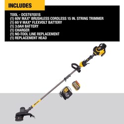 DeWalt 60V MAX DCST970X1S 15 in. 60 V Battery String Trimmer Kit (Battery & Charger)