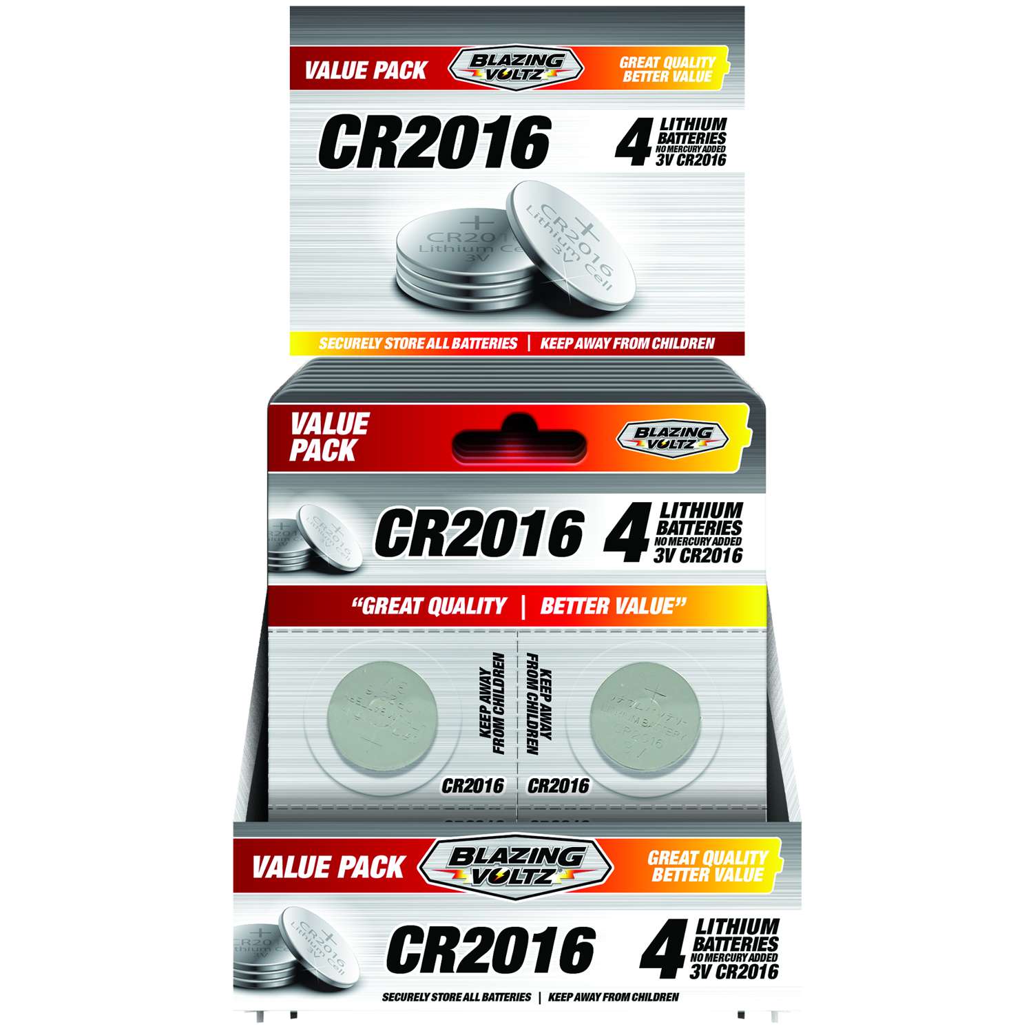 Blazing Voltz Lithium CR2016 3 V Electronics Battery CR2016 4 pk Ace