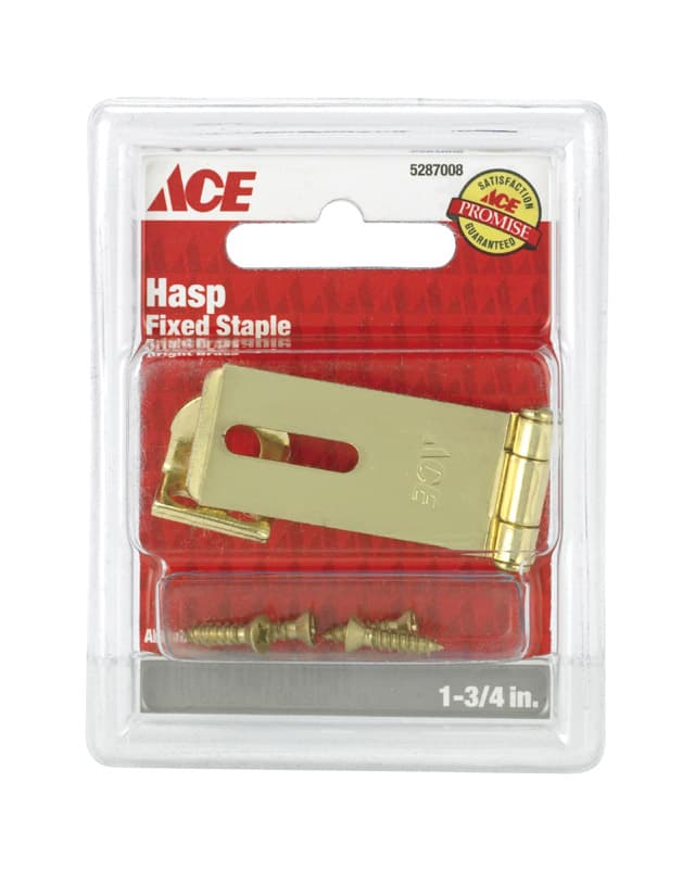 Ace Bright Brass 1-3/4 in. L Fixed Staple Safety Hasp - 01-3725-117 - Hardware  sku 01-3725-117