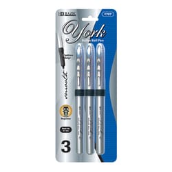 Bazic Products York Black Rollerball Pen 3 pk