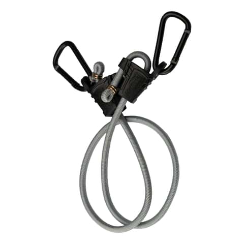 BUNGEE CORD WITH HOOKS (1'') FLAT HEAVY DUTY ADJUSTABLE MAXX BUNGEE WITH  WEBBING ADJUSTMENT STRAP AND CARABINERS