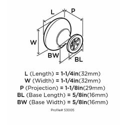 Amerock Allison Round Cabinet Knob 1-1/4 in. D 1-1/8 in. Satin Nickel 1 pk