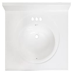 Arstar Standard Cultured Marble Bathroom Sink 31 in. W X 22 in. D White