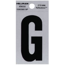 HILLMAN 2 in. Reflective Black Vinyl Self-Adhesive Letter G 1 pc