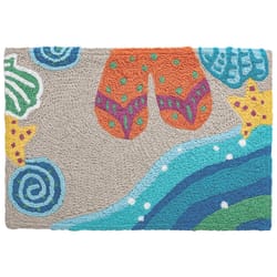 Jellybean 20 in. W X 30 in. L Multi-Color Seaside Sandals Polyester Accent Rug