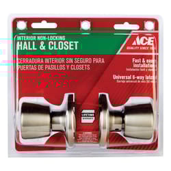 Ace Tulip Satin Passage Door Knob Right or Left Handed Ace Tulip Satin Passage Door Knob Right or Left Handed