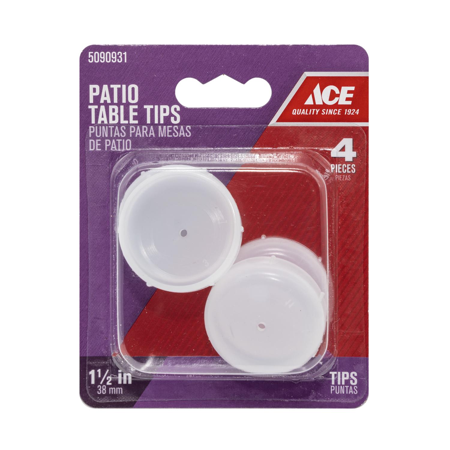 A0101 Ace Plastic Patio Table Tips White Round 1-1/2 in. sku A0101