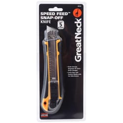 GreatNeck Speed Feed 6.5 in. Sliding Snap-Off Utility Knife Black/Orange/Silver 1 pc