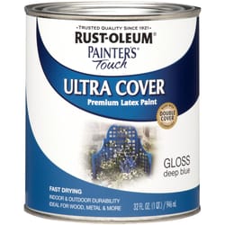 Rust-Oleum Painters Touch Gloss Deep Blue Water-Based Ultra Cover Paint Exterior and Interior 1 qt