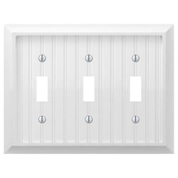 Amerelle Cottage White 3 gang Compressed Composite Toggle Wall Plate 1 pk