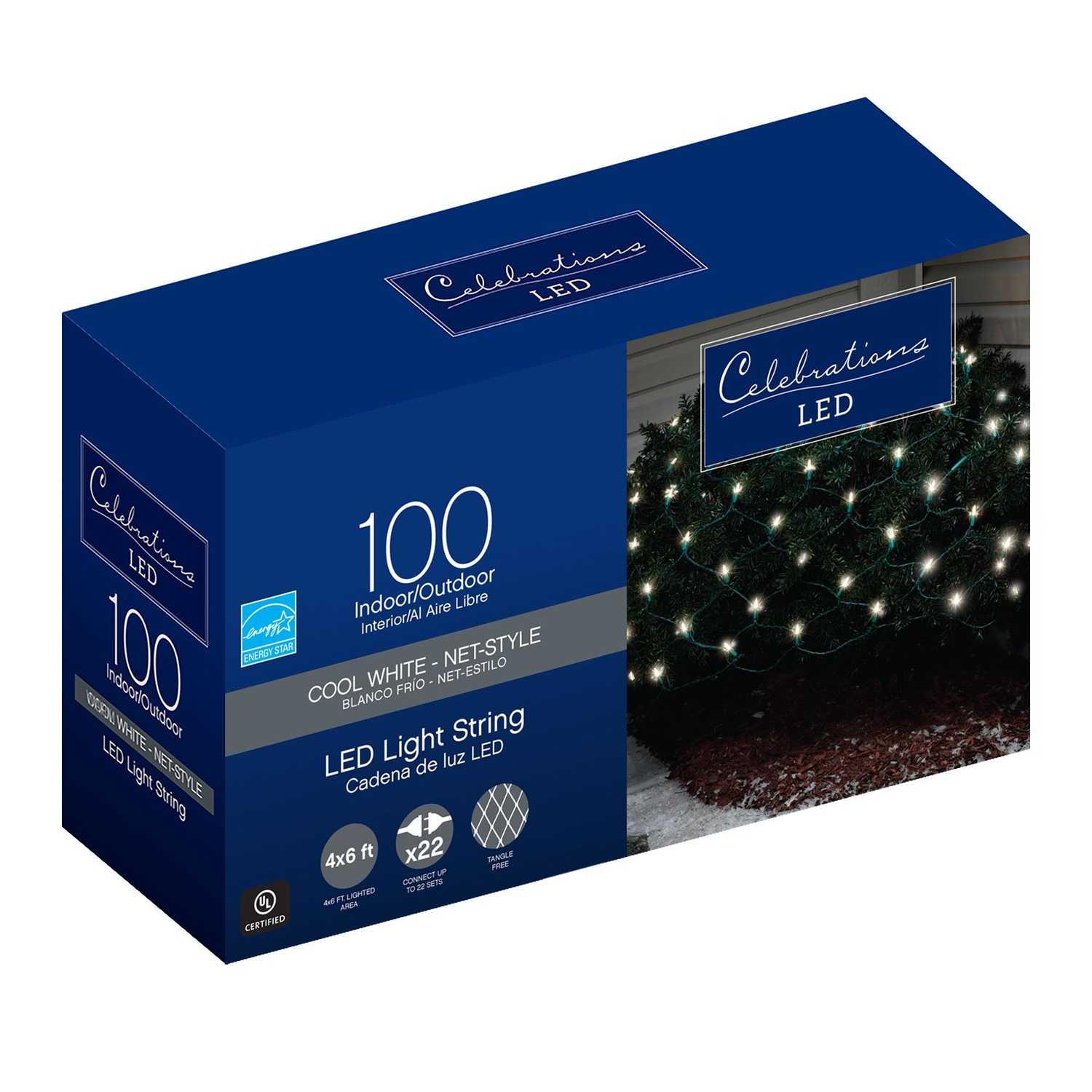 Celebrations Traditional LED Mini Net Light Set Cool White 4 ft. x 6 ft