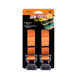 Wrap-It Storage Saw-Tooth 1 in. W X 12 ft. L Orange Lashing Strap 180 lb 2 pk