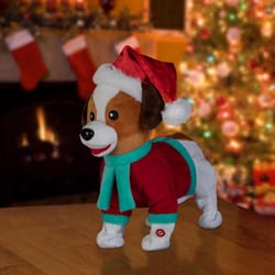 Gemmy Multicolored Pouncing Puppies Jack Russell Indoor Christmas Decor 11 in.