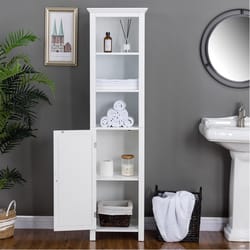 Glitzhome 65.5 in. H X 13.58 in. W X 16.93 in. D White Bath Storage Cabinet