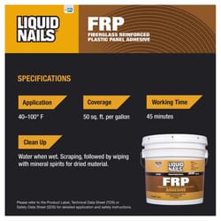 Liquid Nails FRP Fiberglass Reinforced Plastic Panel High Strength Acrylic Latex Adhesive 3.5 gal