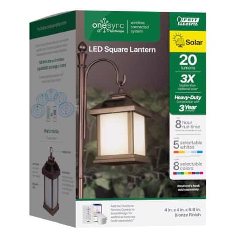 Feit Electric 3010303 4 in. Onesync Solar Power Metal Square Hanging Pathway Light Bronze