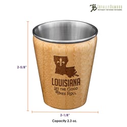 Totally Bamboo 2 oz Brown/Silver Stainless Steel/Wood Louisiana Shot Glass